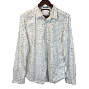 Denim and Flower Men's White Speckled Button Up Shirt Size Medium No Flaws